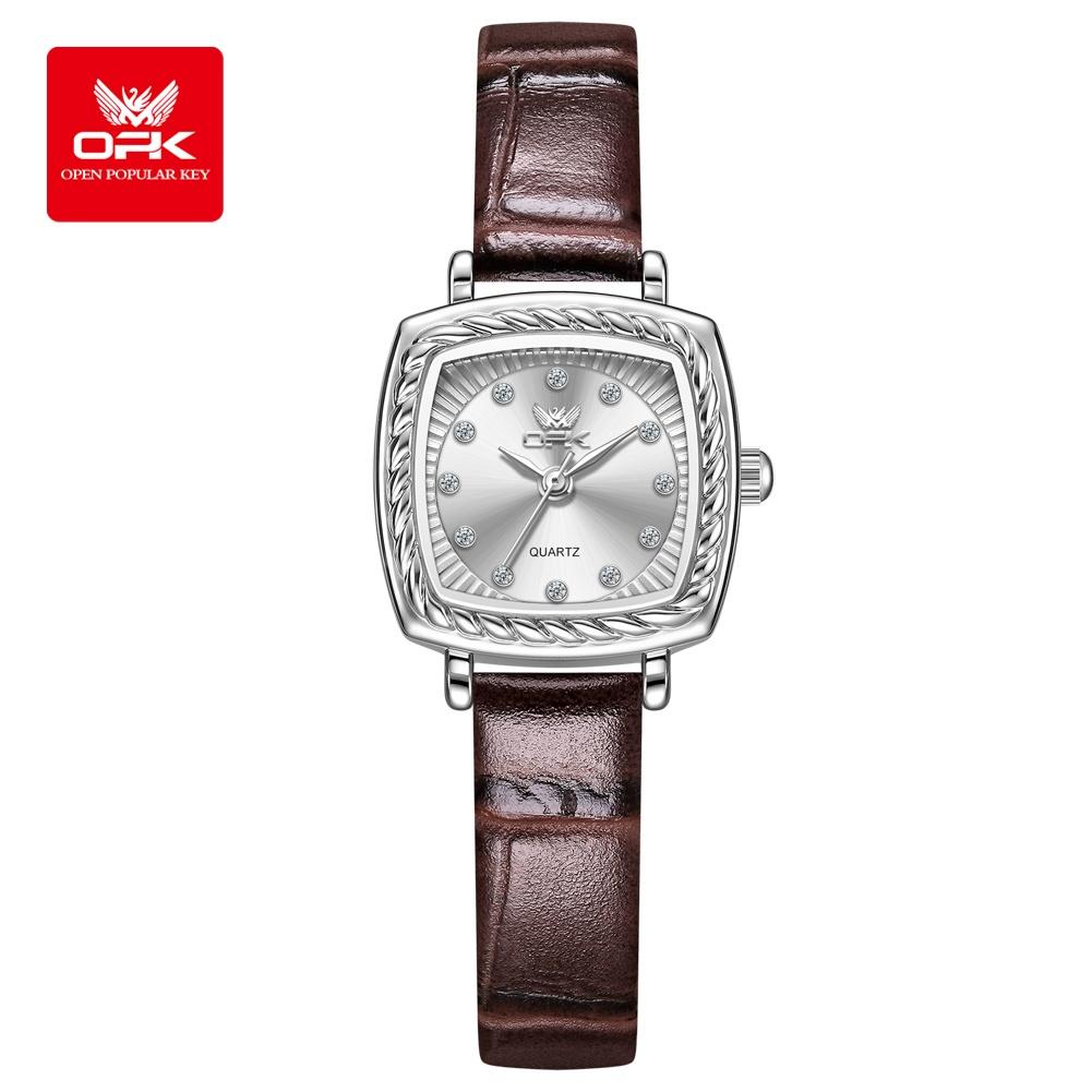 OPK 6061 Women's Quartz Wrist Watches Fashion Elegant Ladies Dress Watch Comfortable Leather Strap Waterproof Watches For Woman