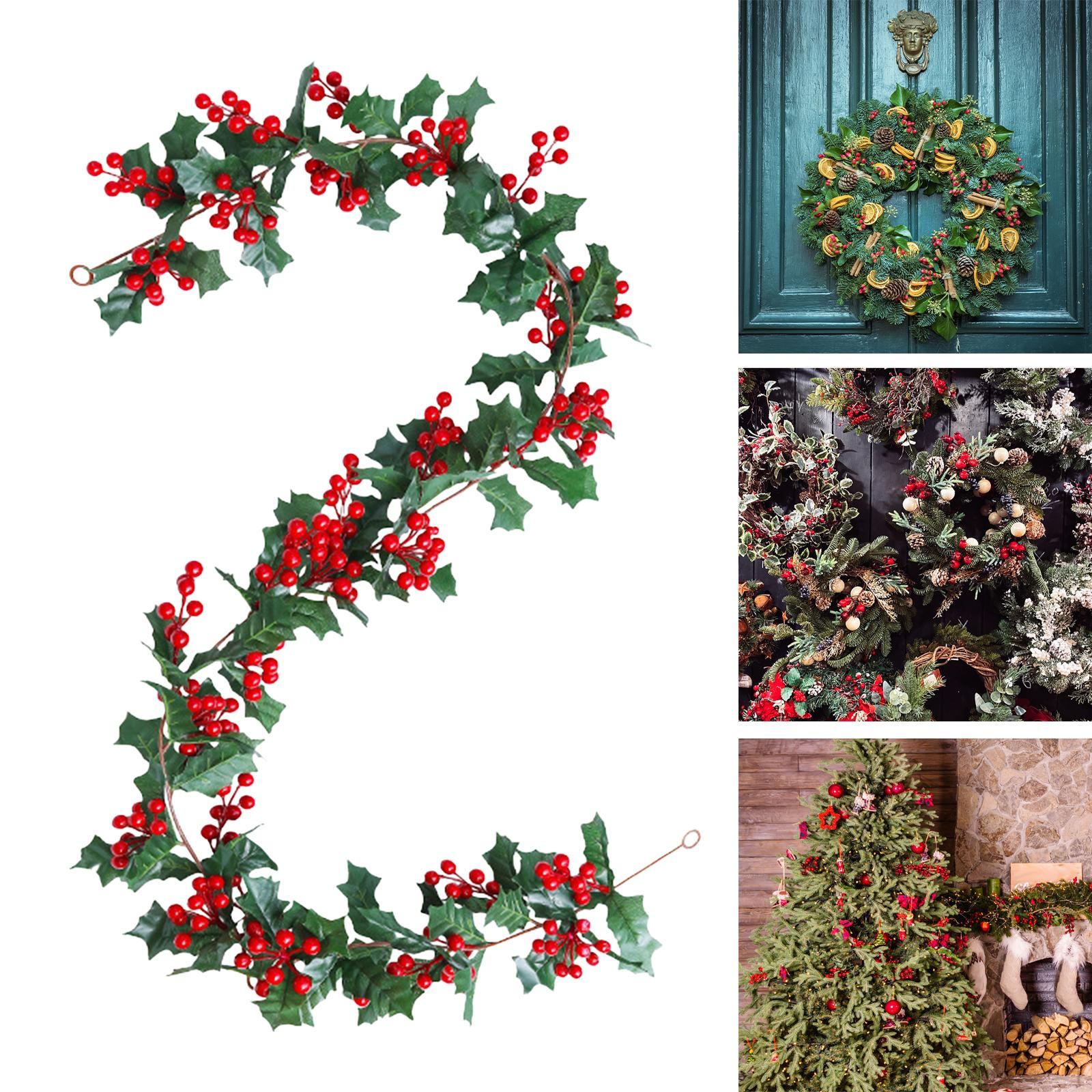 Red Berry Christmas Garland Artificial Berries Hanging Wall for Party