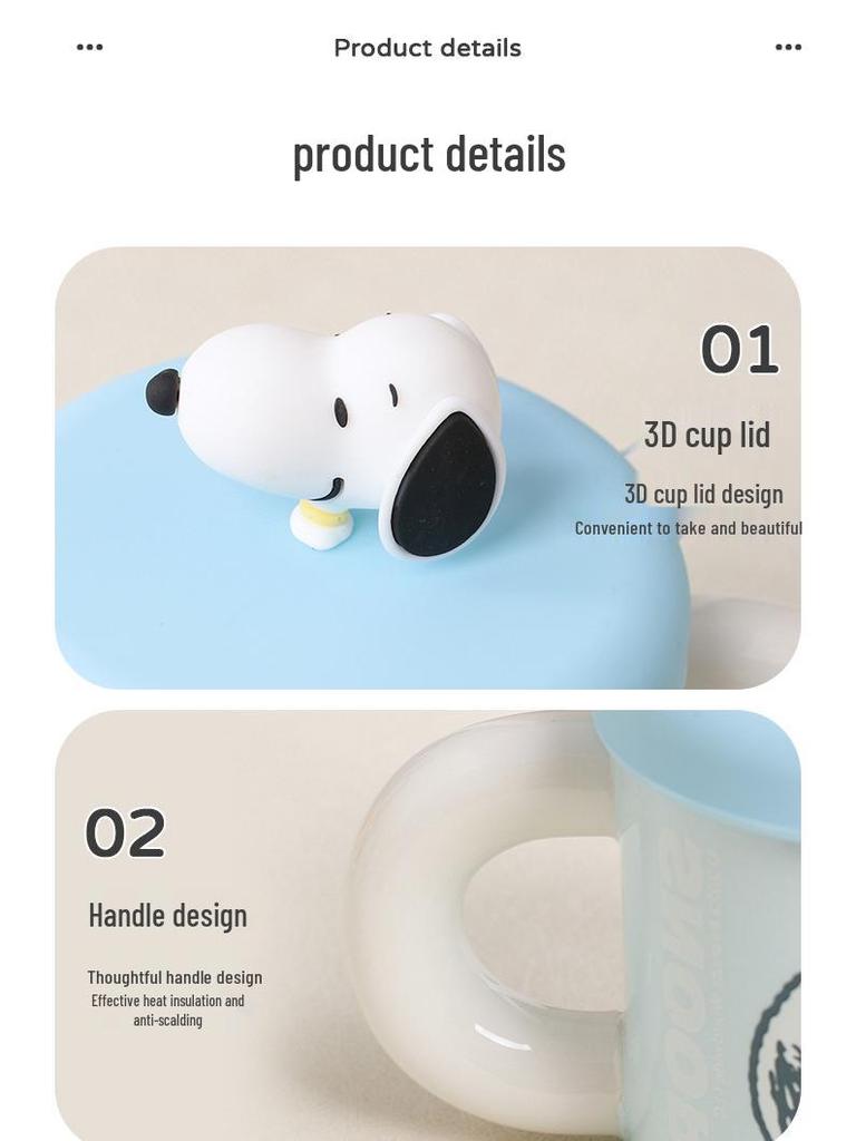 Snoopy Keramikbecher mit Deckel - Ideales Geschenk für Mädchen, das Büro oder das Zuhause
