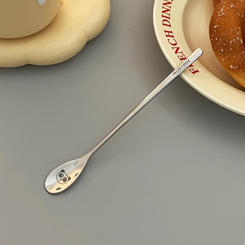 

1 шт., кофейная ложка из нержавеющей стали 304, ложка для помешивания с длинной ручкой, креативная ложка для смешивания напитков, эстетичная ложка-капля Dou Dou Bear