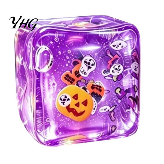Clear Cube Fidget Toy Stress Relief for Halloween Christmas, Anxiety Reduction Ice Squeeze Holiday Toy, Slow Rising Sensory Gift Party Favors