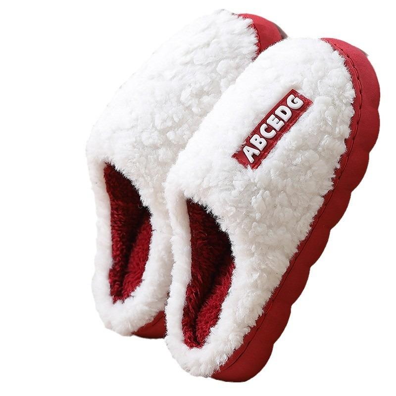 Cotton slippers women's thick bottom non-slip home warm confinement cotton slippers men and women couples home floor cotton slippers winter