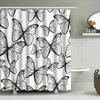 Black White Butterfly Printed Waterproof Shower Curtain Set For Bathroom Decor Home Textiles