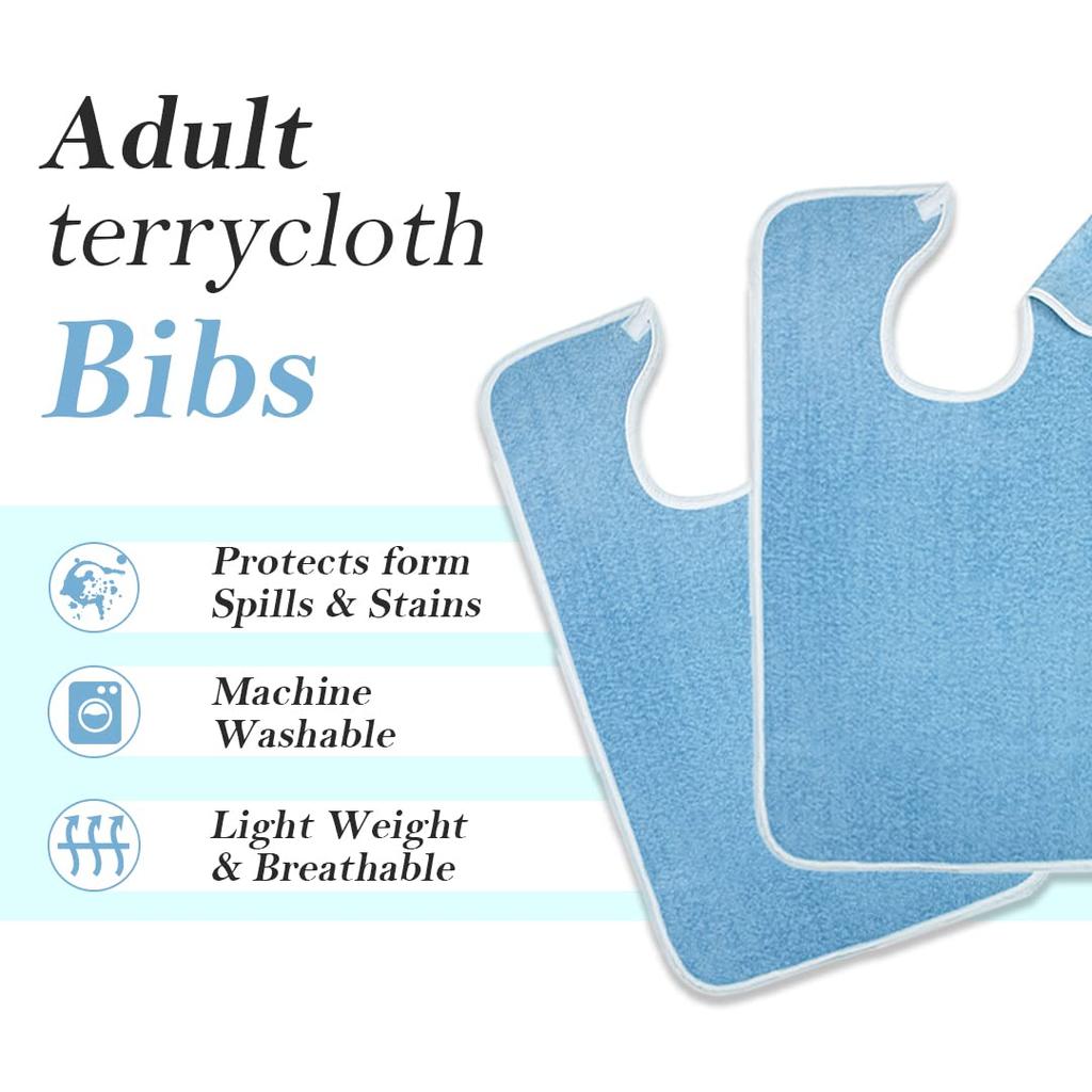 Adult Reusable Bibs Unisex Washable Saliva Aprons Adjustable Fit Woven with Hook Loop Closure for Elderly Clothing Protection