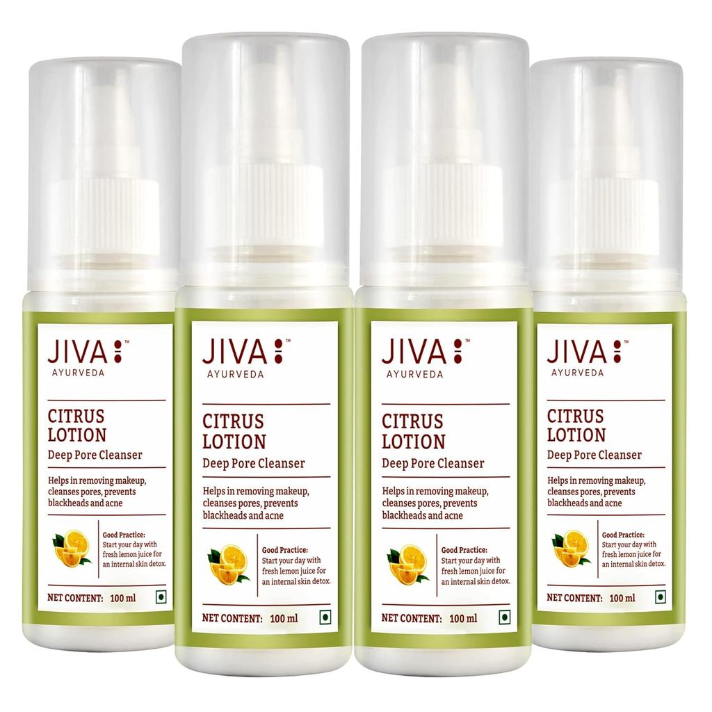 Jiva Citrus Lotion 100ml Pack of 4 | Natural Face Cleanser for Makeup Removal, Hydration & Skin Glow