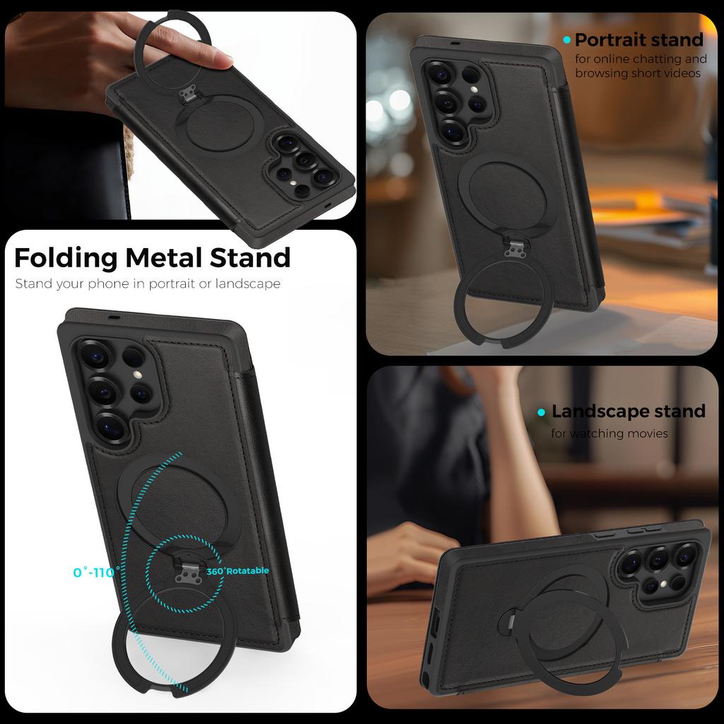 Magnetic Phone Case for Samsung Galaxy S26 Ultra S25 Edge S24 Fe S23 Plus S22 A36 A56 A57 A55 A17 A26 Card Holder Leather Cover
