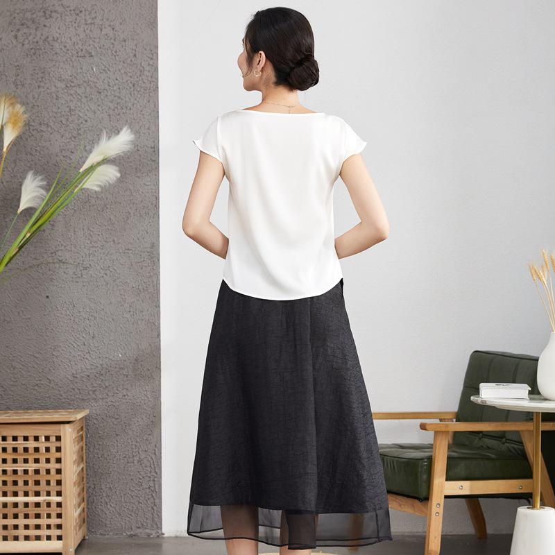 Women's Loose Silk Mulberry Short-Sleeve T-Shirt - Korean Style Sleeveless Summer Top