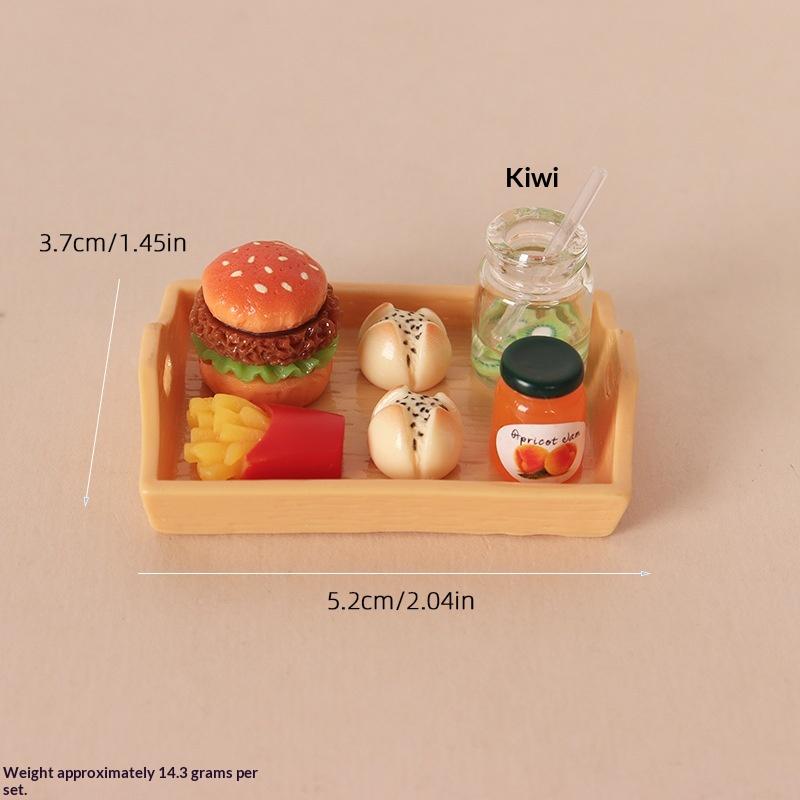 Miniature Fast Food Toy Set Lifelike Tiny Snack Model Odorless for Dollhouse Accessory DIY Craft Preschool Education Puzzle Toy