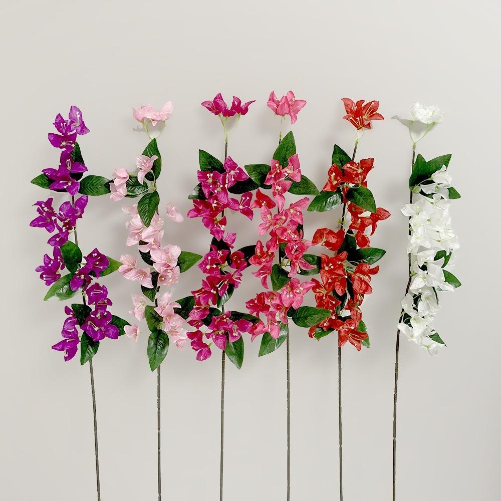 Single Artificial Bougainvillea with Leaves Vine for Home Wedding Wall Hanging Floral Decoration