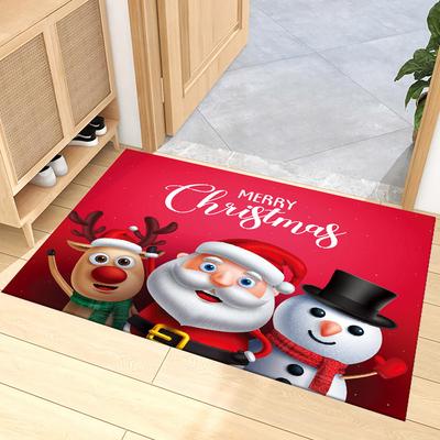 Christmas Decoration Carpet Santa Claus Snowman Elk Rug Holiday Decoration Home Dust Removal Anti Slip Foot Mat