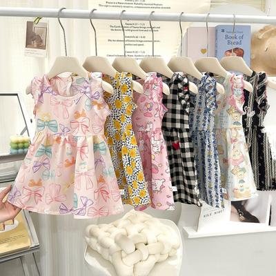 Vestido de Niña Algodón Verano Ropa Infantil Niñas Niños Vestidos de Flores Sin Mangas Fiesta de Princesas Atuendo Ropa Infantil