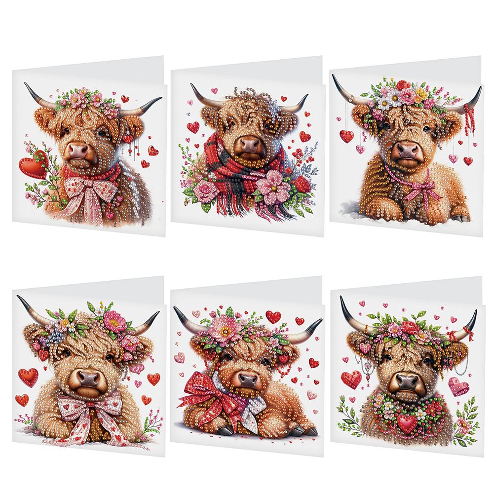 6 Stuks Dieren DIY Diamant Schilderen Kaart Valentijnsdag Strass Schilderen Kaart Kit Diamant Tekenen Kaart voor Vakantiefeest Bedankjes