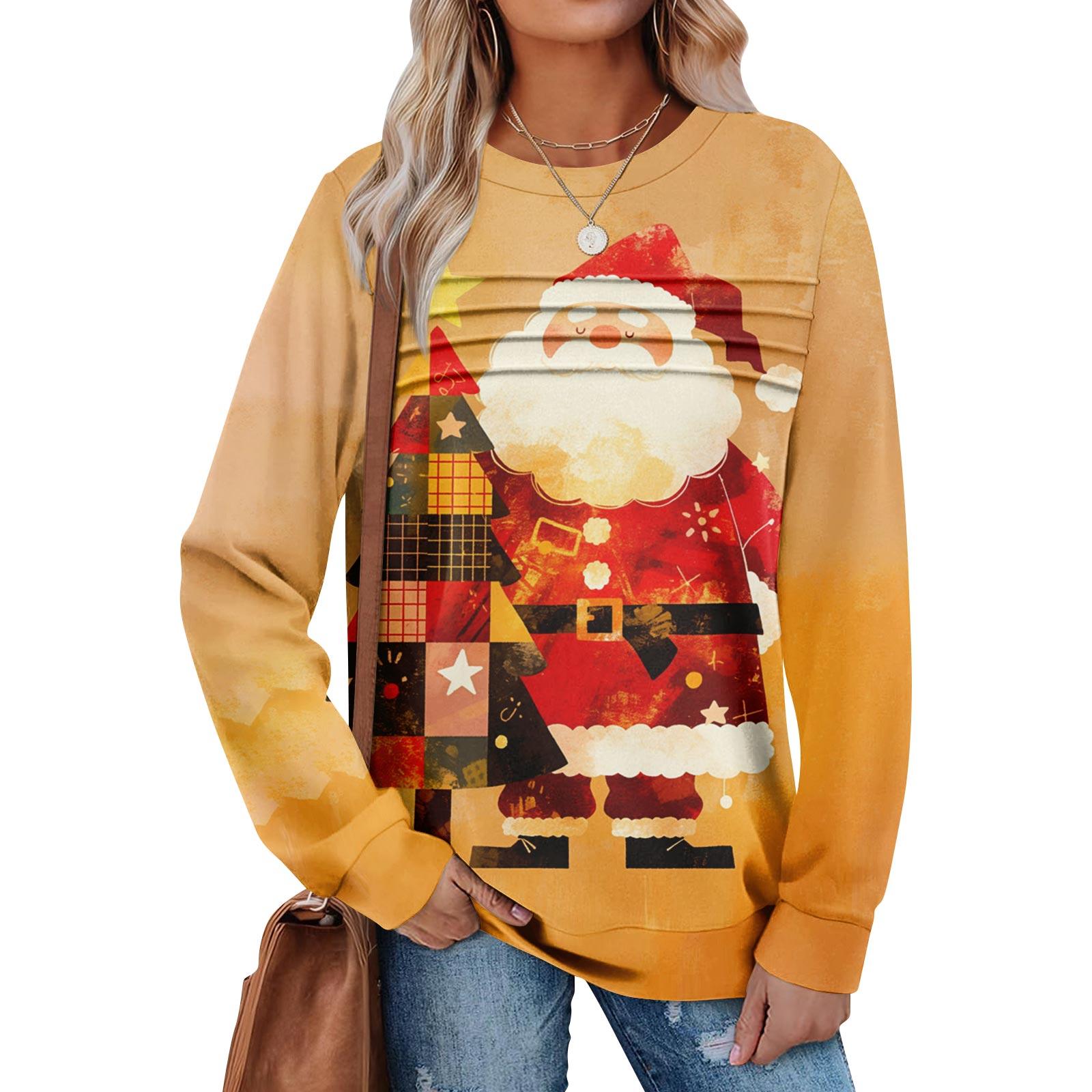 

Женский повседневный свитшот с длинным рукавом и круглым вырезом, приталенный плиссированный топ XL