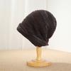 Retro colored silk mixed thread stacked knitted hat women's stripe loose knitted cold hat showing face small headgear wool hat