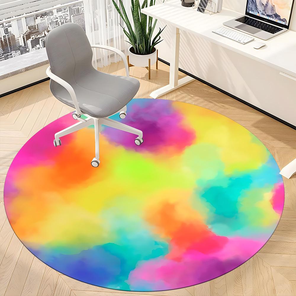 1 Stück bunter abstrakter Stuhlteppich für das Büro, rutschfester, waschbarer Polyesterfaser-Teppich für den Innenbereich, Matte für das Büro, maschinenwaschbar