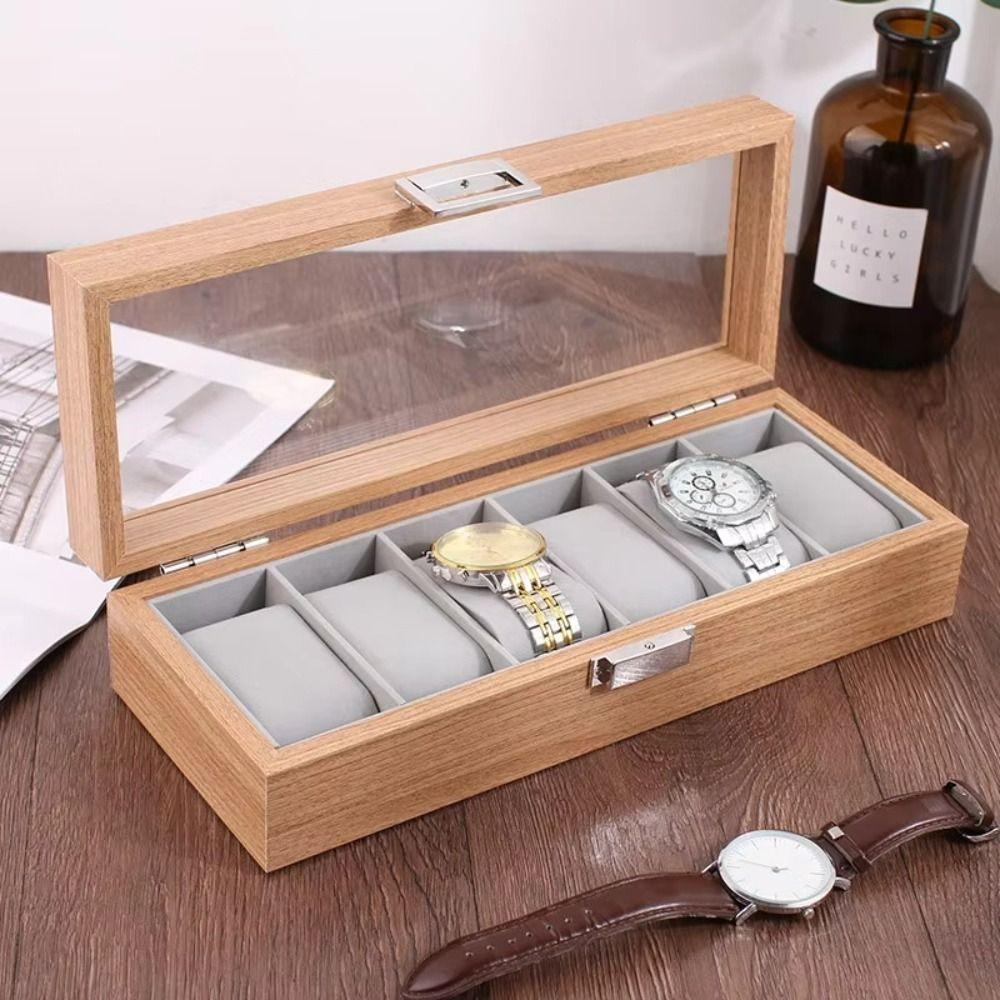 Window Display Watch Storage Case 3/6grids Wooden Watch Box Watch Storage Box  Jewelry Display Box