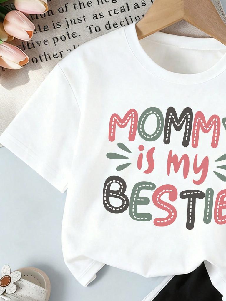 Toddler Girls' Letter Print Short Sleeve T-Shirt And Shorts Set