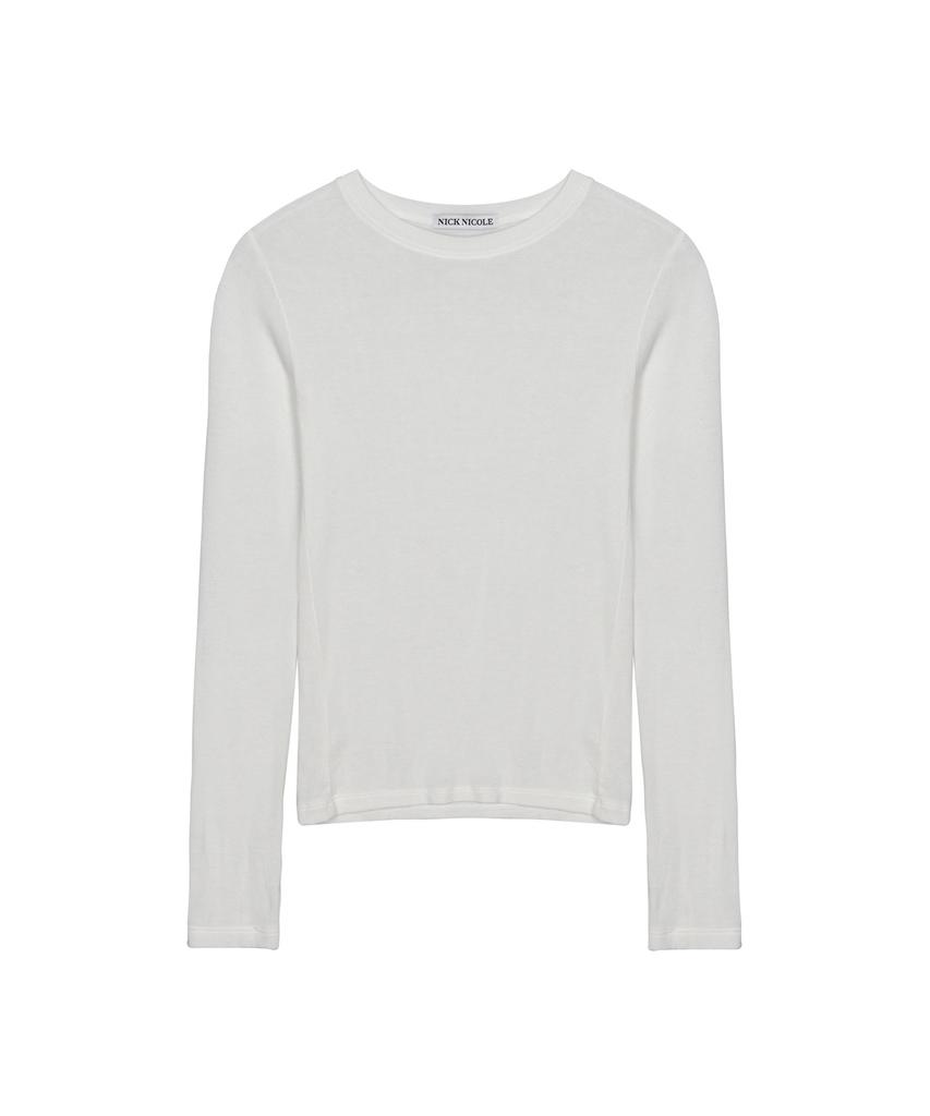 Nigaennikol [Essential] Minimal Round Sleeve Top_Ivory