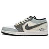 Air Jordan 1 Leather Cushioning Slip Resistant Low Top Vintage Basketball Shoes Men's Gray White 553558-132(Team163-)