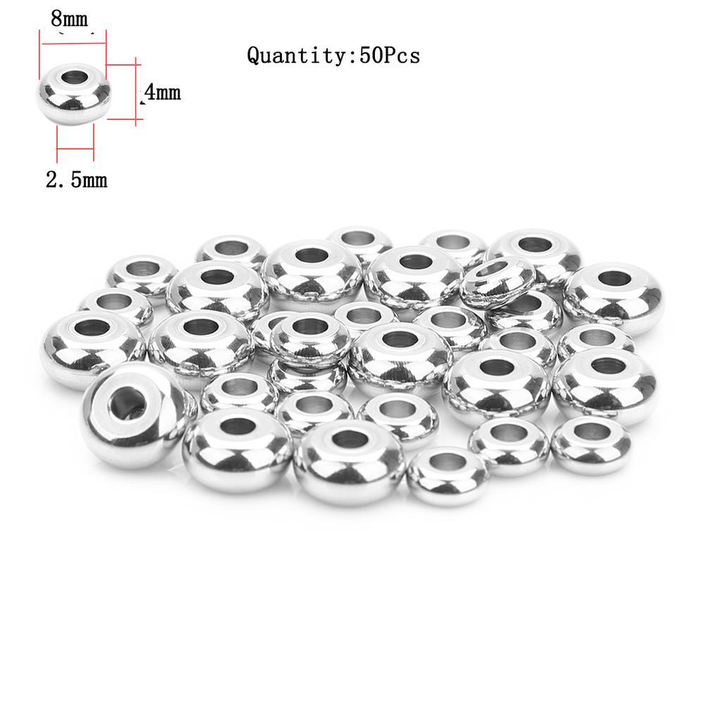 Stainless Steel Beads Square Round Big Hole Loose Spacer Bead For Jewelry Making Charm Bracelets Necklace Finding