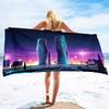 Cyber Style City Night Scene Sand Towel Beach Blanket Sand Free Microfiber Quick Drying Swimming Pool Towels Camping Towels