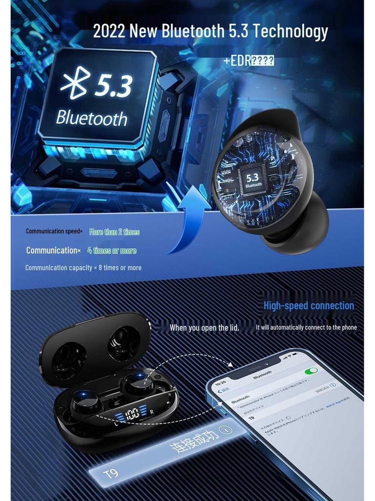 New TWS Wireless Bluetooth 5.3 Earbuds: Mini Sports Noise-Cancelling Digital Display