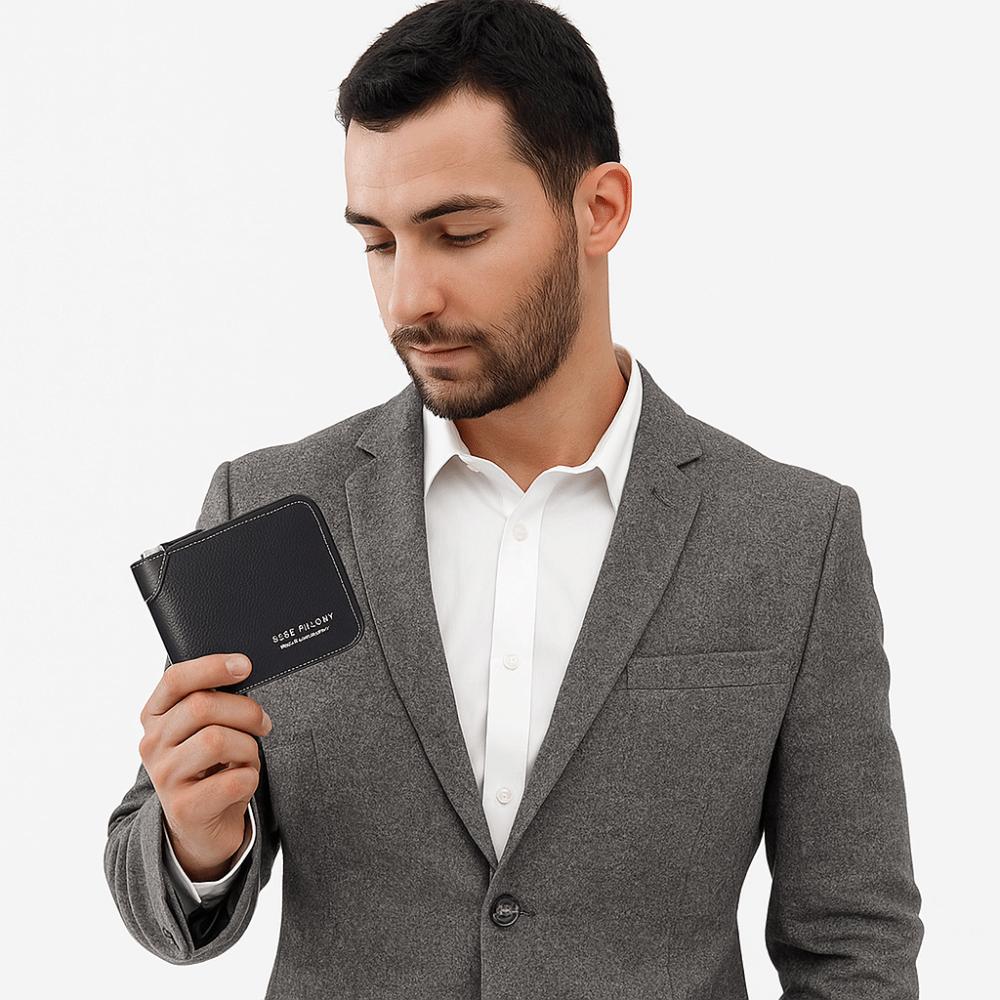 Solid Color Men's Wallet PU Leather Coin Purse Card Bag Business Card Holder  Daily