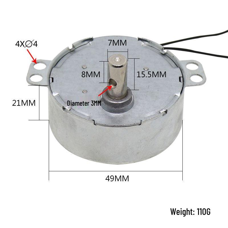 49KTYZ 220V Reversible Low-Speed AC Synchronous Motor with Gear Reduction