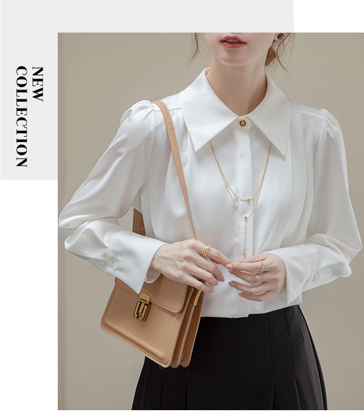 2024 Spring Elegant White Long-Sleeved Women's Top