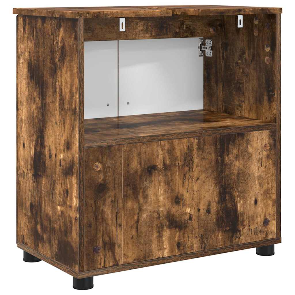 Bathroom Cabinet with Door Smoked Oak 61 x 35 x 64 cm