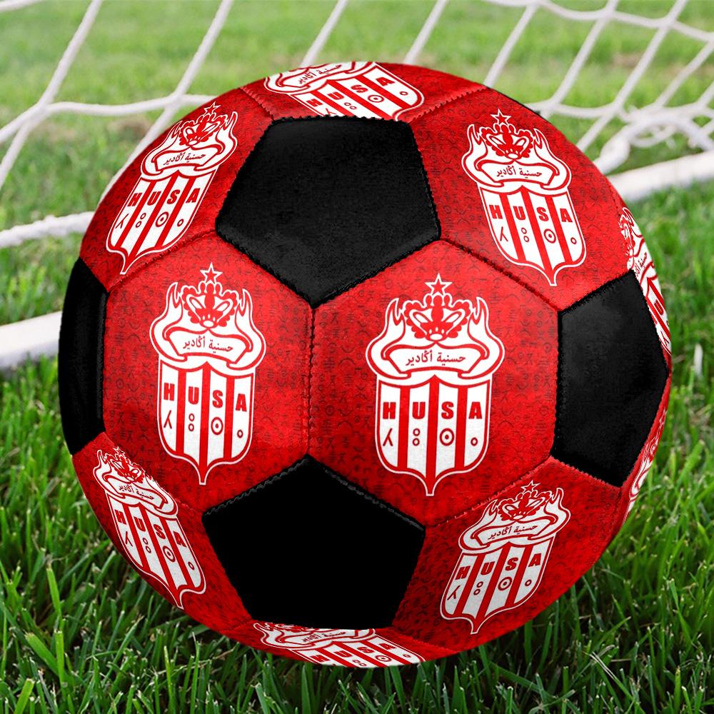Hassania Agadir Indoor Soccer Ball Colorful All Ages Size 5 Machine Stitched PVC Competition Ready Durable High-Bounce