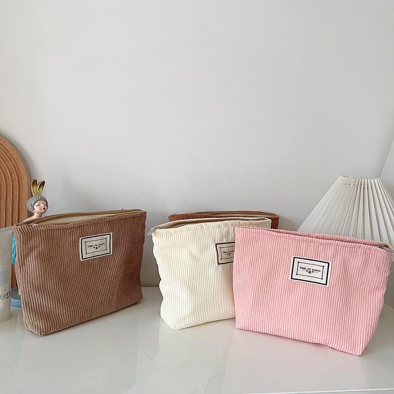 Female Travel Makeup Bag Women Wash Toiletries Storage Bags Pouch New Cosmetic Organizer Bag Girl Corduroy