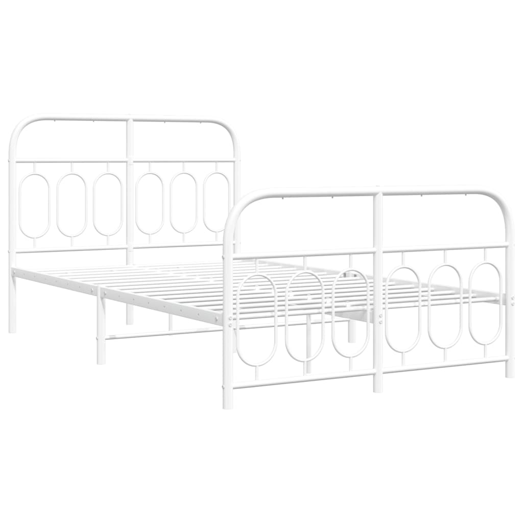 Metal Bed Frame with Headboard and Footboard White 120 x 190 cm