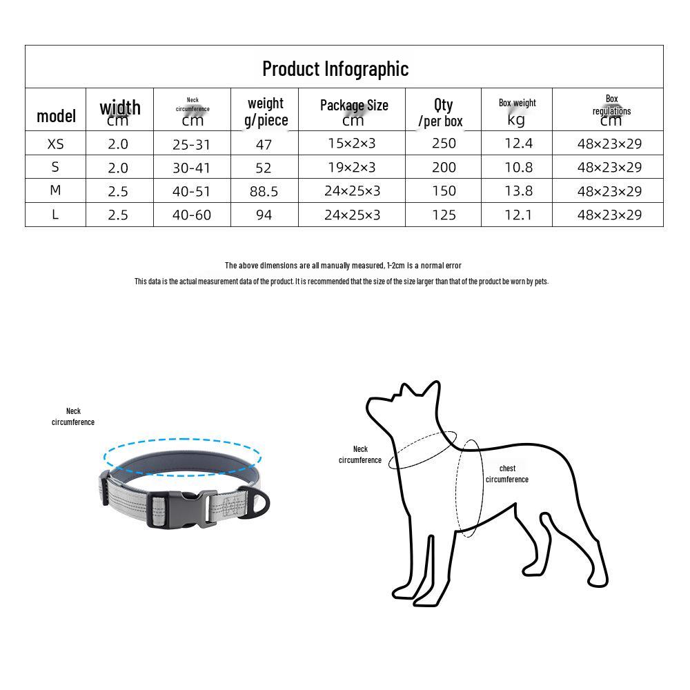 Reflektierendes Nylon-Hundehalsband mit atmungsaktivem Tauchfutter - Kleine, mittlere, große Größen