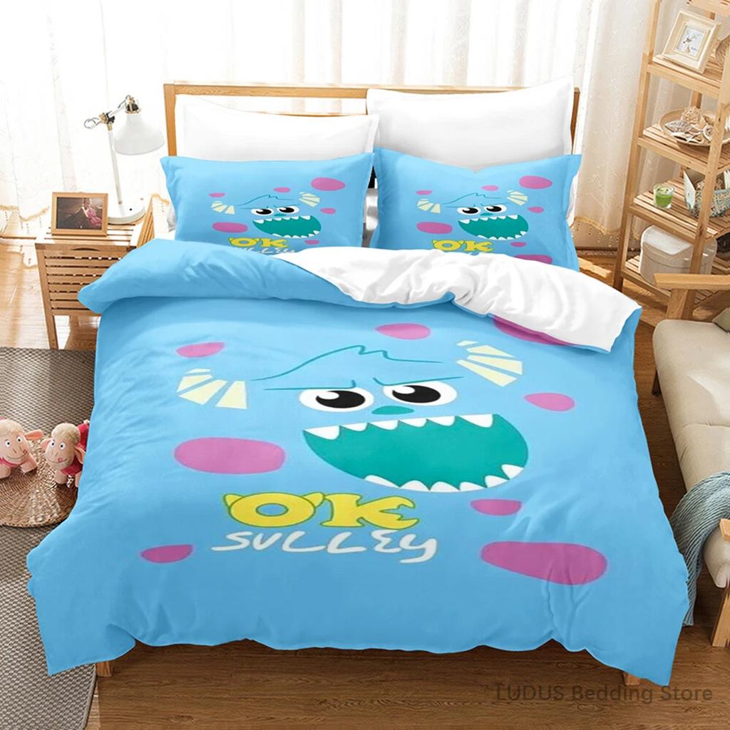 Copripiumino Monsters & Co. Boo con 2 Federe Kawaii Mike Sulley Set Biancheria da Letto Copripiumino Cartone Animato Senza Lenzuolo Sotto