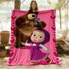 1pc Masha Bear Outdoor Blanket Lightweight Flannel, Soft & Warm, All-Season Use for Sofa, Outdoor, Camping, Living Room045
