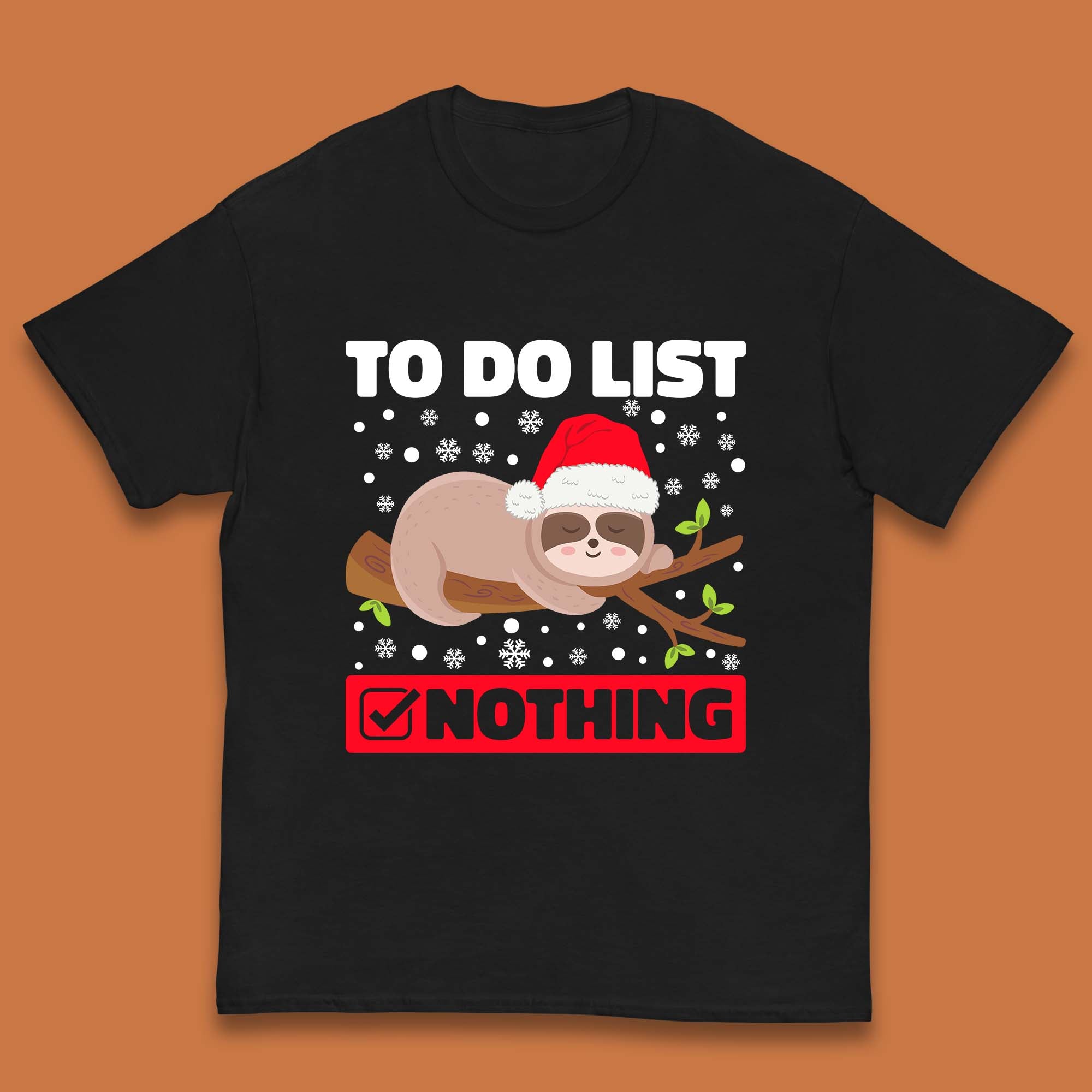Lazy Sloth To Do List Christmas Kids T-Shirt 100