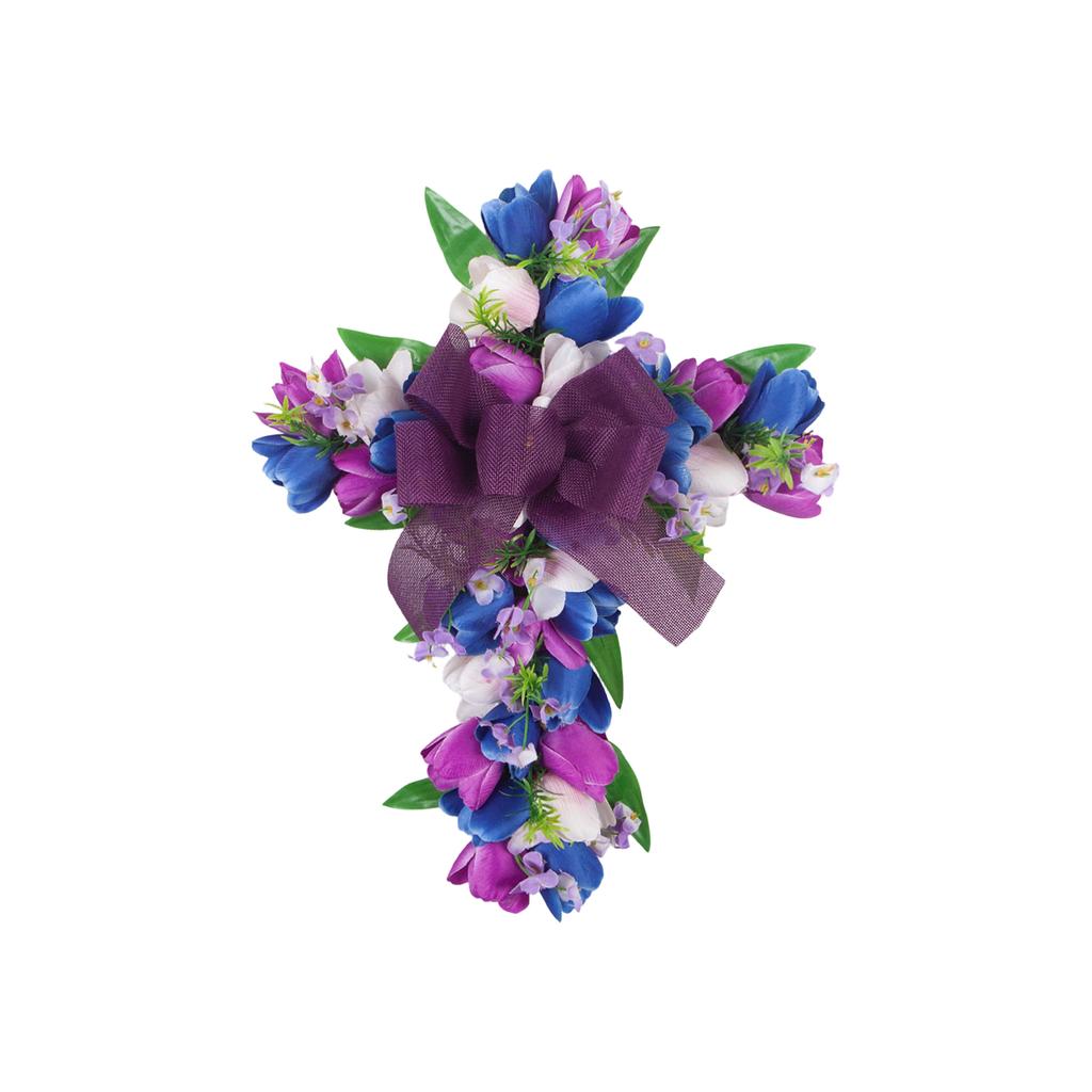 45cm  Cross, Easter Front Door Bow, Artificial Flower Decoration For Doors And Walls.