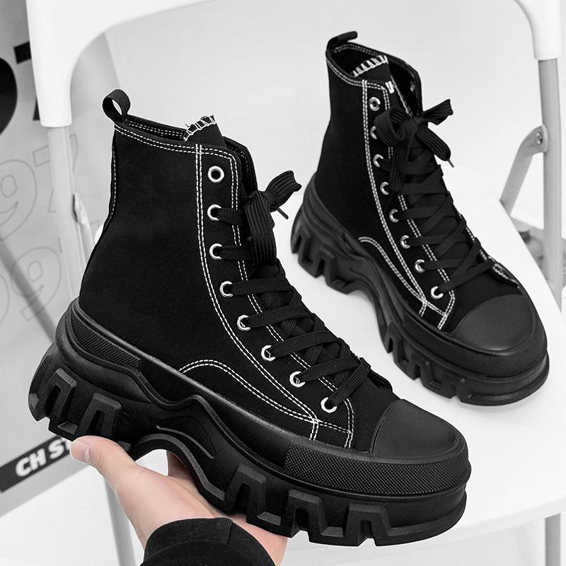 

2025 Новые парусиновые кеды с высоким верхом в лесном стиле, на толстой подошве, с закрытым носком, повседневные спортивные, европейская размерная сетка для мужчин и женщин 41