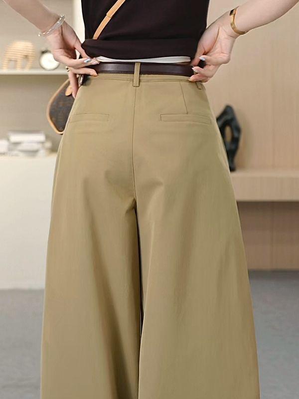 Chic High-Waist Pleated Wide-Leg Pants - Autumn Wrinkle-Resistant Trousers