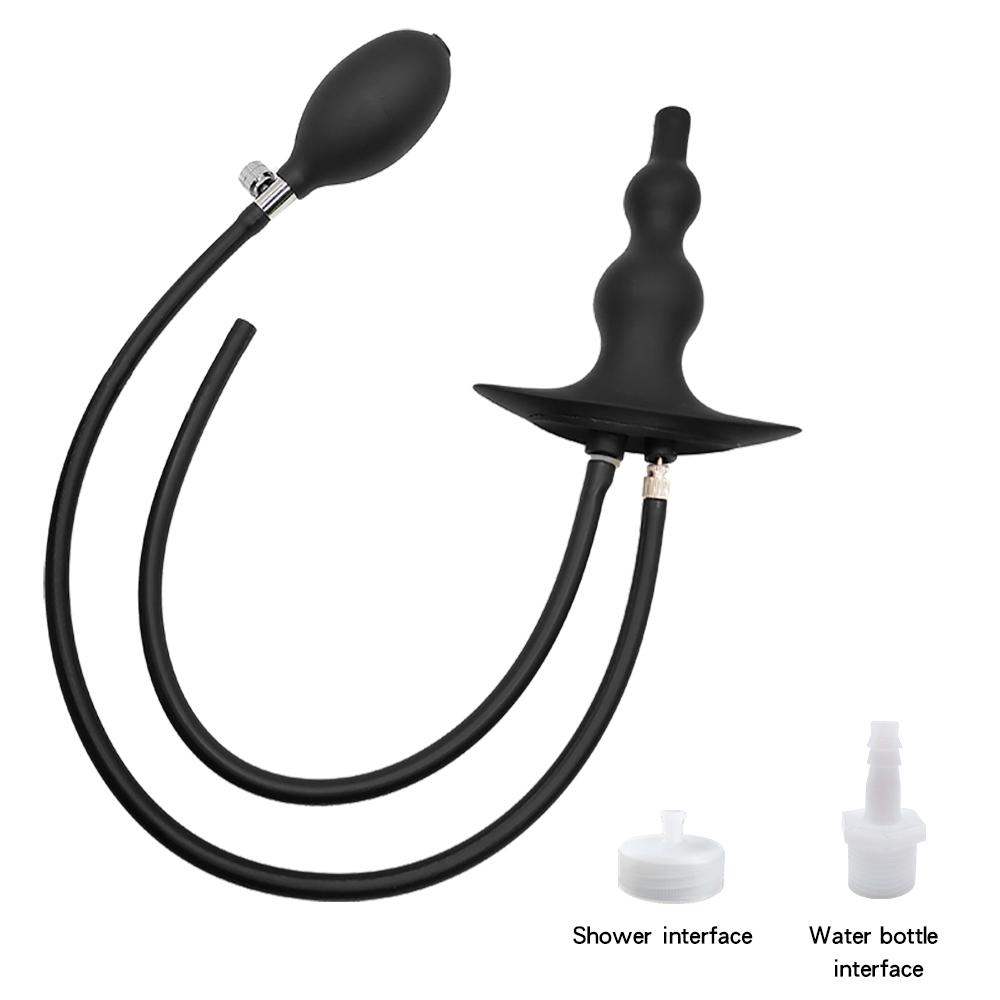 Water Spray Inflatable Anal Plug Anal Enema Cleaner Anal Expander Rear Court Pull Bead Anal Plug Adult SM Alternative Sex