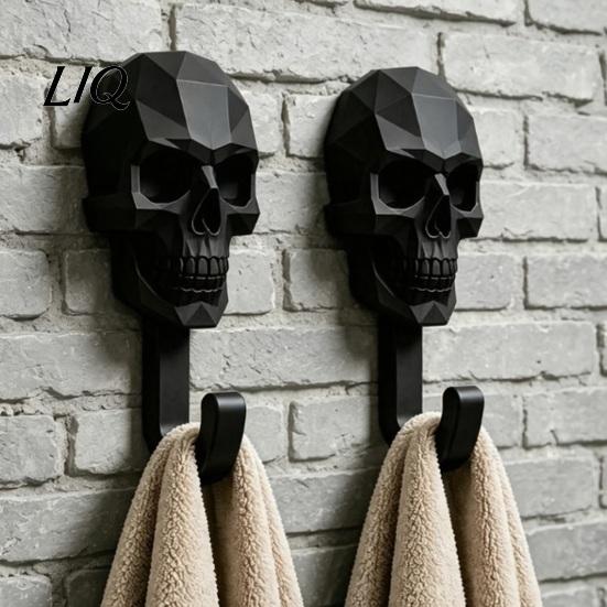 Gaming Room Wall Hanger 2Pcs Hook Up, 3D Printed Skull Design Hooks, No Drilling Decorative Mount Hanger, Waterproof Bathroom Storage for Towels Hats