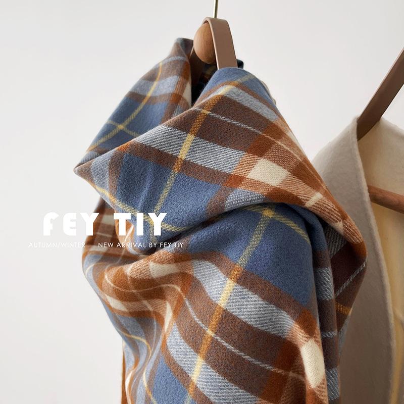 Large and small plaid oversized scarf with shawl imitation cashmere to keep warm and thickened scarf Women's winter temperament