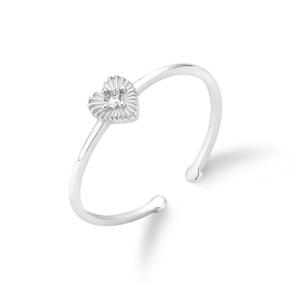 Silver 925 Antique Heart Q Open Ring