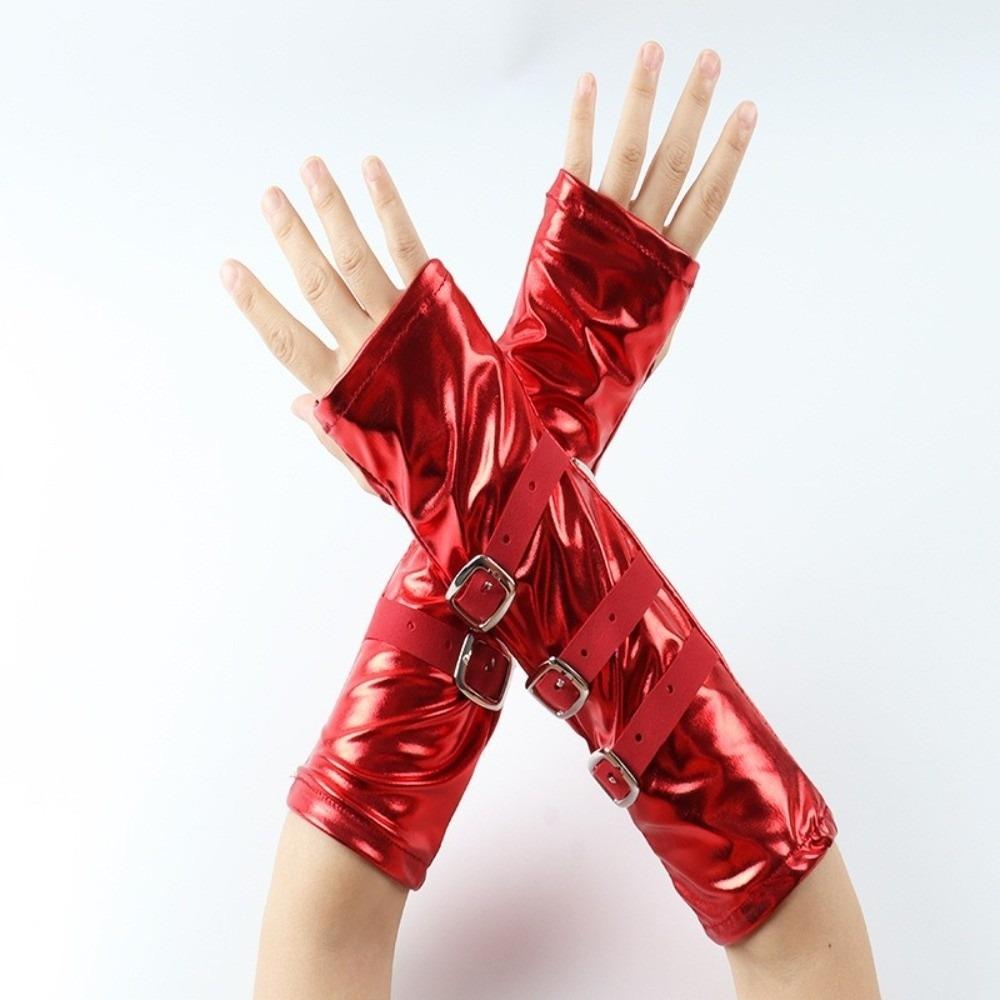 Lacquer Leather Punk Arm Sleeves Solid Color Half-arm Sleeve Gloves Dark Gothic Arm Covers Dance