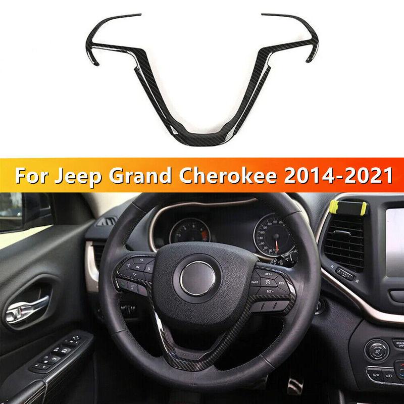 

For Jeep Grand Cherokee 2014 2015 2016 2017 2018 ABS Carbon Fiber Inner Car Steering Wheel Cover Trim Frame Decor