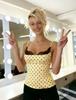 European and American ins sexy slim fit fashion halter white polka dot lace corset top