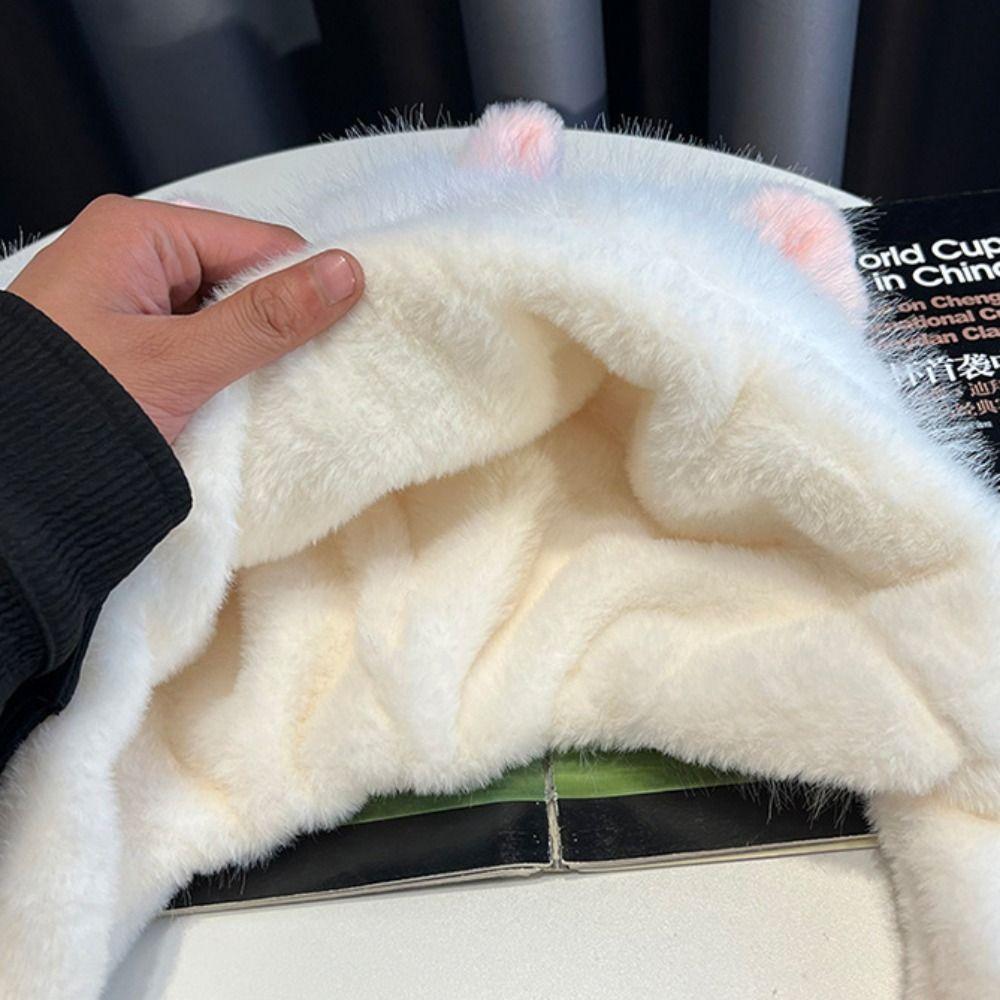 Sheep Winter Plush Hat Anti-cold Fluffy Ear Protection Cap Skiing Lamb Ears Warmer Hat  Travel