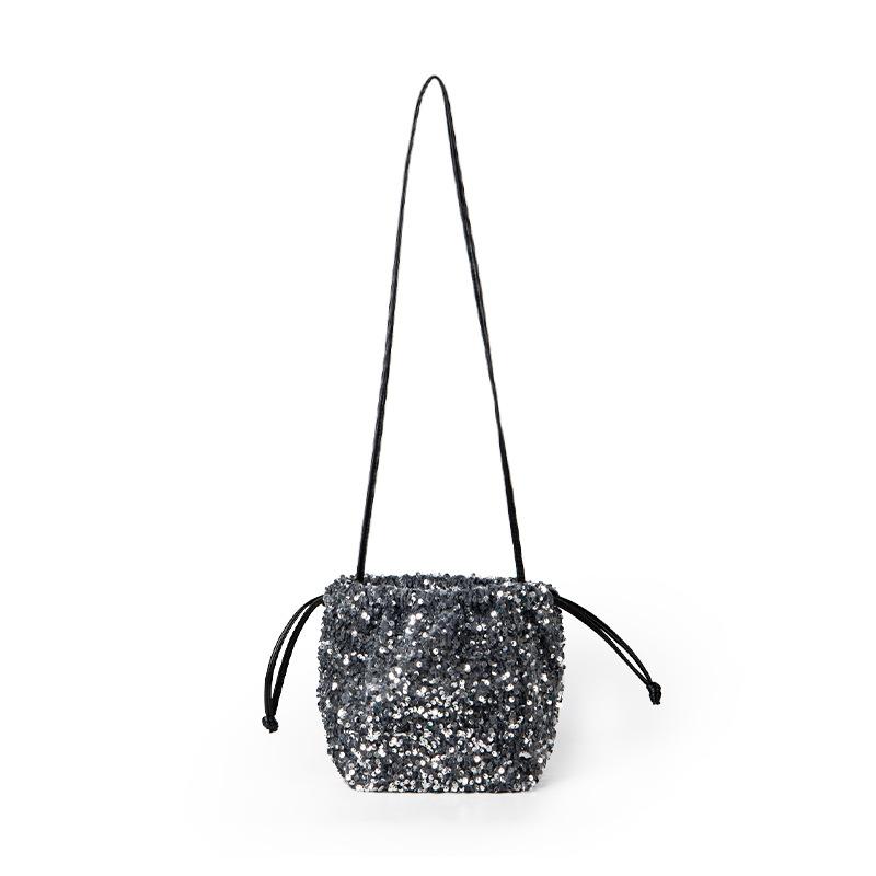 Fashion Trend Sequined Shoulder Bag Women's Bag New Niche Shiny High-end Feeling Drawstring Crossbody Bag Women