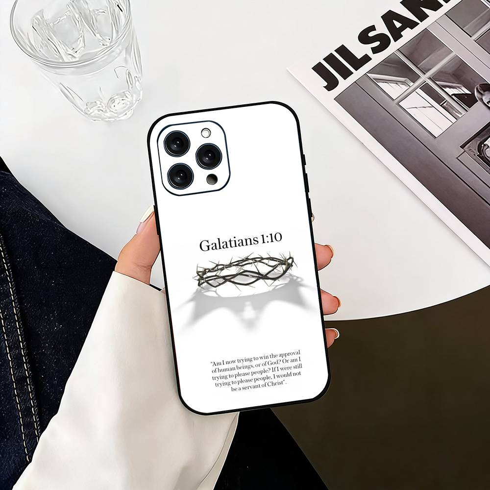 Jesus Bible Verse Christian  Phone Case For iPhone 17,16,15,14,13,12,11 Plus,Pro Max,XS,Soft Silicone Black Cover